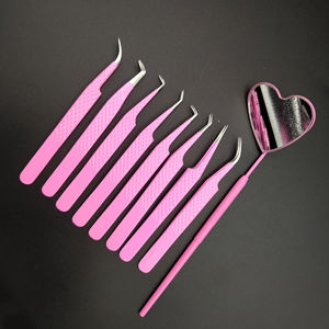 Juego de pinzas para pestañas profesionales de 8 Uds., puntas dentadas/lisas/dentadas de acero inoxidable, Aplicación de pestañas de precisión personalizable - Product Image 4