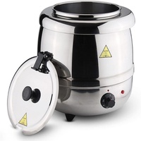 Fournitures hôtelières : Marmite chauffante électronique 10L en acier inoxydable, seau à soupe électrique commercial avec isolation thermique, chauffe-plats