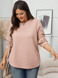 Sweat-shirt personnalisé pour femmes, couleur unie, tricoté gaufré, épais et chaud, tricoté gaufré pour dames - Product Image 5