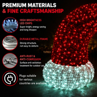 Éclairage LED 3D en forme de silhouette, motif chapeau de Père Noël, étanche IP65 pour extérieur, grand modèle commercial pour affichage en centre commercial et parc