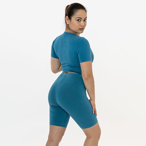 Logo personnalisé extensible Gym Fitness Biker Shorts femmes côtelé taille haute Cuissards de cyclisme - Product Image 1