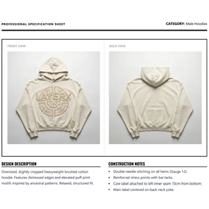 Sudadera con Capucha para Hombre, 500 g/m², Algodón French Terry, Bordada, Corte Holgado, Estilo Vintage Desgastado, Ecológica - Product Image 6