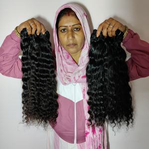 Vente en gros 100% naturel brut indien vierge temple extensions de cheveux humains cuticule aligné vendeur faisceaux crépus bouclés vagues boucles - Product Image 2