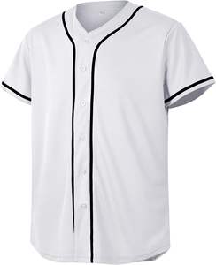 Camiseta personalizada de béisbol y softbol para jóvenes al por mayor ropa deportiva blanca con botones completos camisa en blanco suave para impresión por sublimación digital - Product Image 1