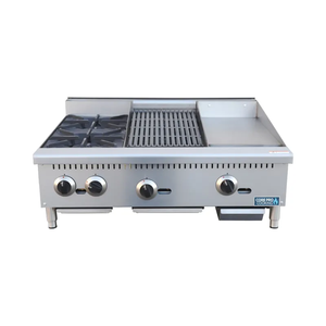 Certificat ETL Cuisinière à gaz commerciale Cuisinière à gaz à 2 brûleurs avec plaque de cuisson avec grill combi machines de cuisson industrielles - Product Image 1