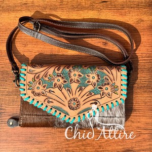 Piel de vaca cuero real tallado piel Fling Clutch mano cuero elegante colección de mujeres embrague multiusos embrague - Product Image 1