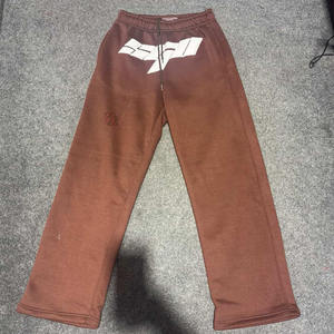 Ensemble de survêtement en molleton épais en coton pour homme, pantalon droit, imprimé bouffant, coupe personnalisée, pantalon de survêtement ample, streetwear d'hiver, vente en gros - Product Image 3