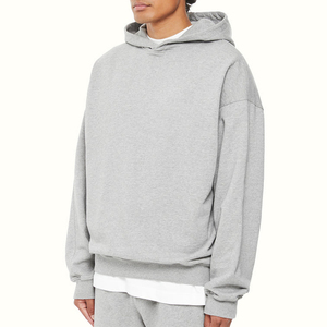 เสื้อกันหนาวมีฮู้ดโอเวอร์ไซส์ทรงครอปมีฮู้ดโอเวอร์ไซส์สำหรับผู้ชายผ้าฝ้ายกำหนดโลโก้ได้เอง - Product Image 2