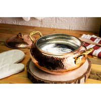 Casserole de 33 cm de diamètre avec couvercle, en acier inoxydable écologique, plaqué or de haute qualité, design bohème, finition polie
