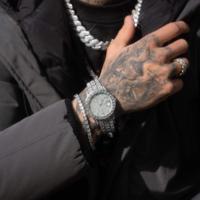 Montre automatique pour homme en acier inoxydable, entièrement sertie de moissanite, style hip-hop, luxe, 41 mm