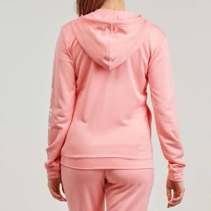 Nuevo estampado de Color sólido 100% algodón transpirable Zip Sweatsuit Set mujeres Stand Front Heavyweight Winter Sporty Hoodie Jogger - Product Image 6