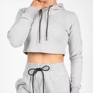 Wholesale Custom Unisex <b>Thermal</b> Pullover Long Sleeve Crop Hoodie Solid 100% Cotton Winter Breathable Zipper Design <b>Women</b> Men - Product Image 1