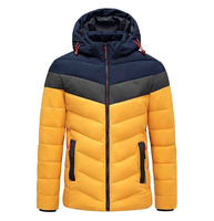 Chaqueta Acolchada con Capucha para Hombre, Diseño Color Block, Cortavientos, Abrigo de Invierno, Relleno de Poliéster, Ropa Casual para Exteriores