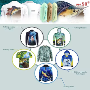 เสื้อตกปลา SPF UPF 50แขนยาวพร้อมฮู้ดผ้าโพลีเอสเตอร์ซับลิเมชันยูวี2025กระดุมป้องกันแสงแดดโลโก้ตามสั่ง - Product Image 6