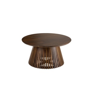 Table basse en bois avec base en fer soudé à la main et plateau en pierre de marbre poli pour une décoration intérieure sophistiquée - Product Image 1