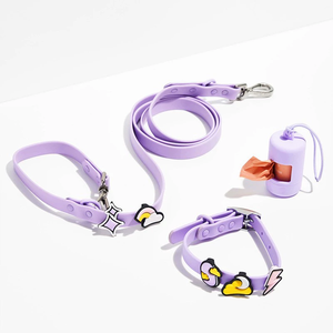 Ensemble collier et laisse pour chien en silicone et PVC, accessoires décoratifs ajustables, imperméables et enduits de silicone - Product Image 2