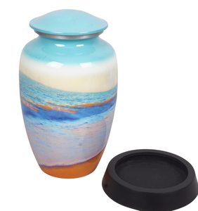 Urna de cremación brillante con acabado de imagen para adultos, urna funeraria de Metal decorativa para interiores con suministros de cremación con acabado pintado - Product Image 6