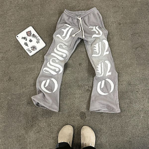 Pantalon de survêtement baggy évasé à jambe droite pour homme en coton éponge français léger et respirant - Product Image 5