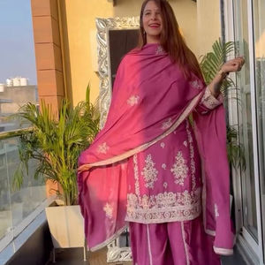 Último conjunto Palazzo bordado indio trabajo de espejo Real Kediya parte inferior Dupatta ropa de fiesta étnica estilo cosido estirable - Product Image 1