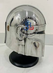 <b>Mandalorian</b> <b>Helmet</b> 18 Gauge Steel Medieval <b>Helmet</b> Boba Fett <b>Mandalorian</b> <b>Helmet</b> Silver Polish With Liner Halloween Party Props - Product Image 3