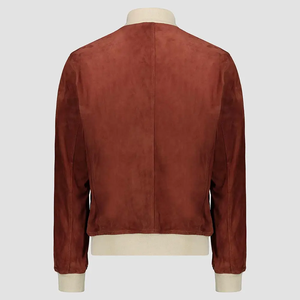 <b>Men's</b> <b>Suede</b> Bomber <b>Jacket</b> Solid Color Stand Collar Button Closure Autumn Casual Wear - Product Image 2