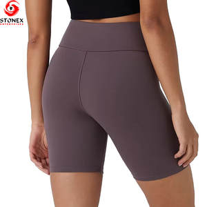 Shorts de yoga pour femmes grande taille, taille haute, compression, coupe ajustée, écologiques, imperméables, respirants, en élasthanne/polyester - Product Image 3