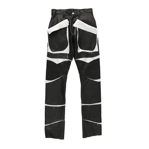 Pantalones de vaquero de cuero PU para hombre, precio al por mayor, ropa de moda de Otoño Invierno, pantalones de cuero en blanco sólido grueso de cintura alta - Product Image 1