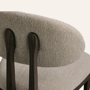 Contemporary Teak Wood <b>Upholstered</b> Dining <b>Chair</b> with Fabric Seat Minimalist Modern Dining Furniture for Home Restaurant Cafe - Product Image 4