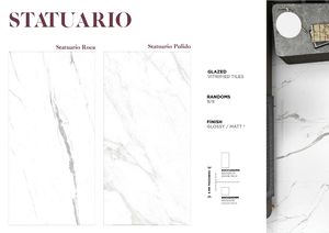 Diseño italiano Statuario Roca Azulejos de porcelana esmaltada Antideslizante moderno para aplicaciones escolares y de Villa - Product Image 2