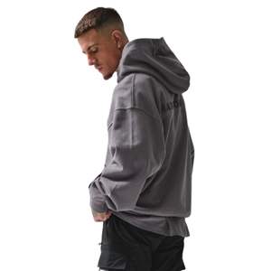 Sudadera con capucha OTH de gran tamaño con núcleo personalizado, ropa de calle de lana de algodón pesado gris, capucha de doble forro de ajuste relajado, ropa moderna de lujo - Product Image 5