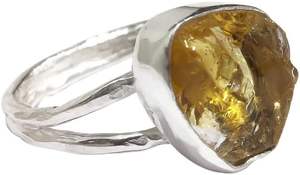 Anillo de Plata de Ley 925 con Citrino Natural, Piedra Natalicia de Noviembre, Martillado, Joyería Hecha a Mano para Mujer - Product Image 4