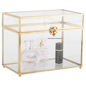 Boîte à bijoux en laiton et verre vitrine faite à la main pour vaisselle de table organisateur de parfum de bijoux de maquillage décoratif - Product Image 5