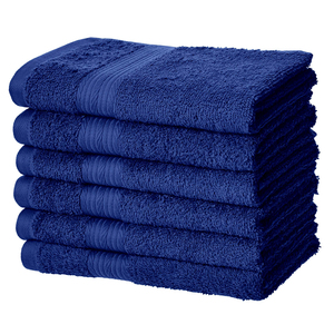 Logo personnalisé 100% coton hôtel serviettes de bain Dobby Border bleu couleur unie plage serviettes de bain ensemble pour la maison hôtel - Product Image 1