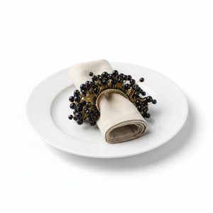 ที่ใส่ผ้าเช็ดปากพลาสติกแหวนผ้าเช็ดปากไข่มุกสีดำคลาสสิกพร้อมดีไซน์ใหม่สำหรับงานแต่งงานและงานปาร์ตี้ - Product Image 4