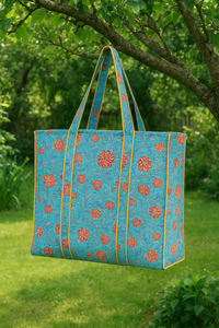 Bolso de mano de algodón acolchado grande hecho a mano, cremallera ecológica Floral Vintage, personalizable para viajes de compras de otoño - Product Image 3