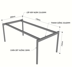 Estructura de Acero de Diseño Minimalista para Mesa de 180x90cm, Sistema Slean HCSL022 - Product Image 4