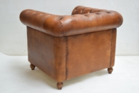 Canapé Chesterfield en cuir de luxe à une place avec base en bois massif pour la maison, l'hôtel, le restaurant, la villa
