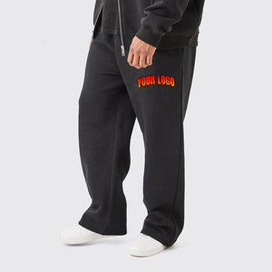 Pantalon pour homme délavé surdimensionné personnalisé avec logo personnalisé Pantalon de survêtement homme lourd 100% coton polaire jambe droite avec poches latérales - Product Image 1