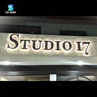 Enseigne de logo d'entreprise personnalisée en 3D rétroéclairée par LED, à suspendre, illuminée, en acier inoxydable, pour mur, enseigne électronique pour devanture de magasin