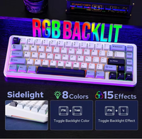 Clavier mécanique AULA F65 à 67 touches, tri-mode, avec taux de polling de 1000 Hz, batterie de 4000 mAh, hot-swappable, doté de commutateurs linéaires