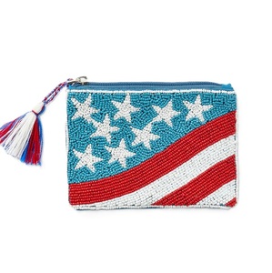 Monedero con bordado de cuentas con cremallera y forro para mujer, monedero bordado con cuentas de semillas hechas a mano, logotipo personalizado aceptado - Product Image 1