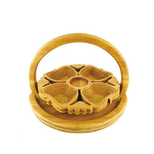 4 <b>Small</b> Apple Multi-Compartments Shapes Bamboo Dry Fruit Folding <b>Basket</b> Dry Nuts Tray Portable Coaster Wedding Party Decoration - Product Image 1