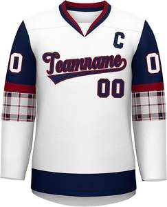 Maillot de hockey sur glace personnalisé pour hommes jeunes brodé en sergé vintage cousu Oem - Product Image 4