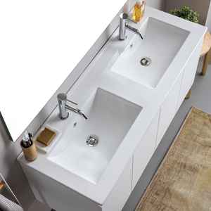 Meuble de salle de bain suspendu au mur blanc Bali 120 cm avec portes et miroir 120x110 cm, ensembles de salle de bain - Product Image 4