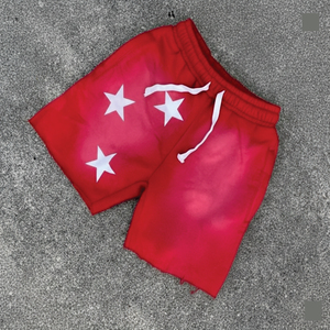 Pantalones cortos de lana para hombre con diseño de estrellas rojas y blancas, pantalones cortos deportivos casuales suaves, diseño personalizado, venta al por mayor, precio económico - Product Image 1