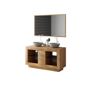 Wholesale Solid Wood Floor Mounted Modern Design Eco-friendly Waterproof Bathroom Vanity Cabinet Made Indonesia High Quality - Product Image 1