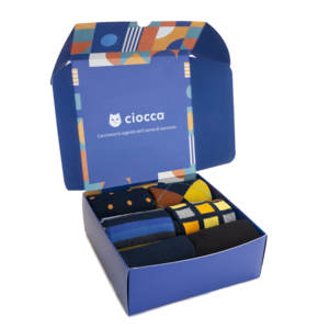 Calzini da Uomo in Cotone e Spandex di Alta Qualità con Motivo Geometrico, 6 Paia in Confezione Regalo Invernale, Taglia Unica, Stile Quotidiano - Product Image 1