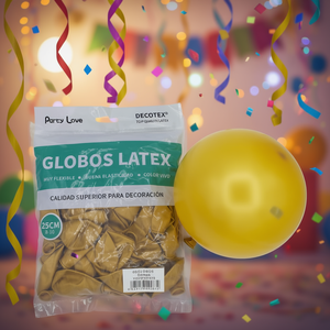 Ballons en latex Party Love 25cm Or Métallique R10 pour décoration - Product Image 3