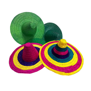 โรงงานจํานวนมากจํานวนหมวก Sombrero ขอบสีน้ําเงินขนาดใหญ่พร้อมโลโก้ที่กําหนดเอง / หมวกไม้ไผ่หัตถกรรม / หมวกคลื่นใบปาล์มแบบดั้งเดิม - Product Image 6