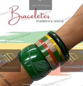 Brazaletes de resina multicolores vibrantes con acabados pintados a mano y pulidos, ideales para playas, fiestas y moda diaria - Product Image 2